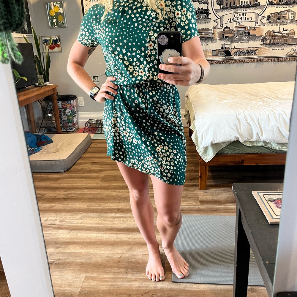 RVCA Green Floral Mini Dress